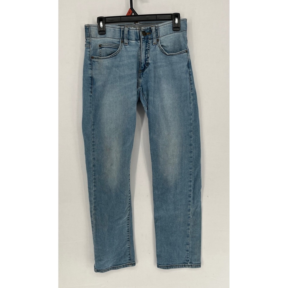 Lee Slim Straight Jeans Light Wash Denim Five Pocket Casual Blue Pants 27x27.5